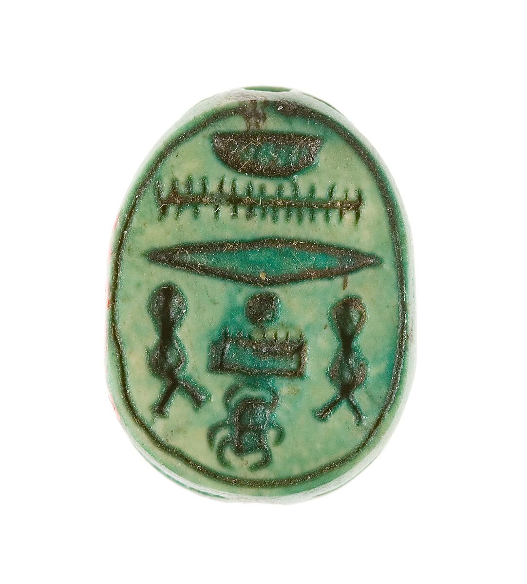Scarab Inscribed with the Throne Name of Thutmose III, Steatite (glazed) 