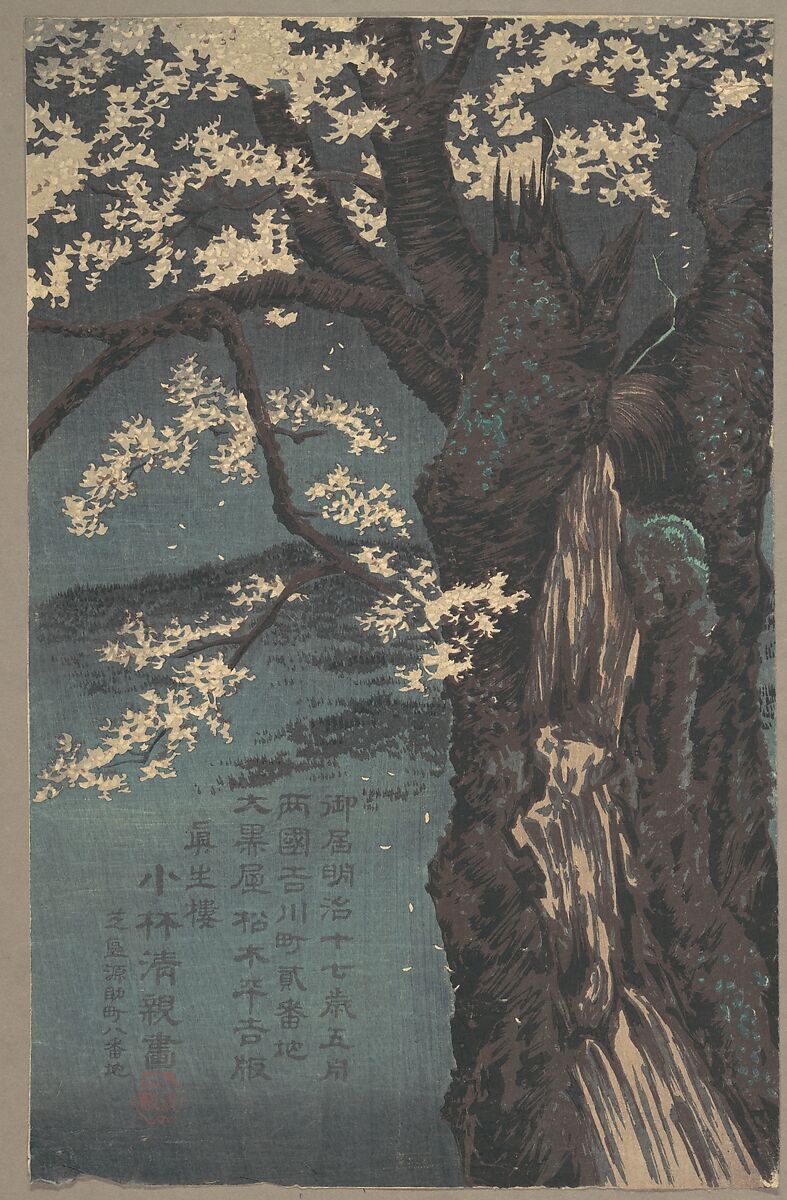 Cherry Tree, Kobayashi Kiyochika (Japanese, 1847–1915), Woodblock print; ink and color on paper, Japan 