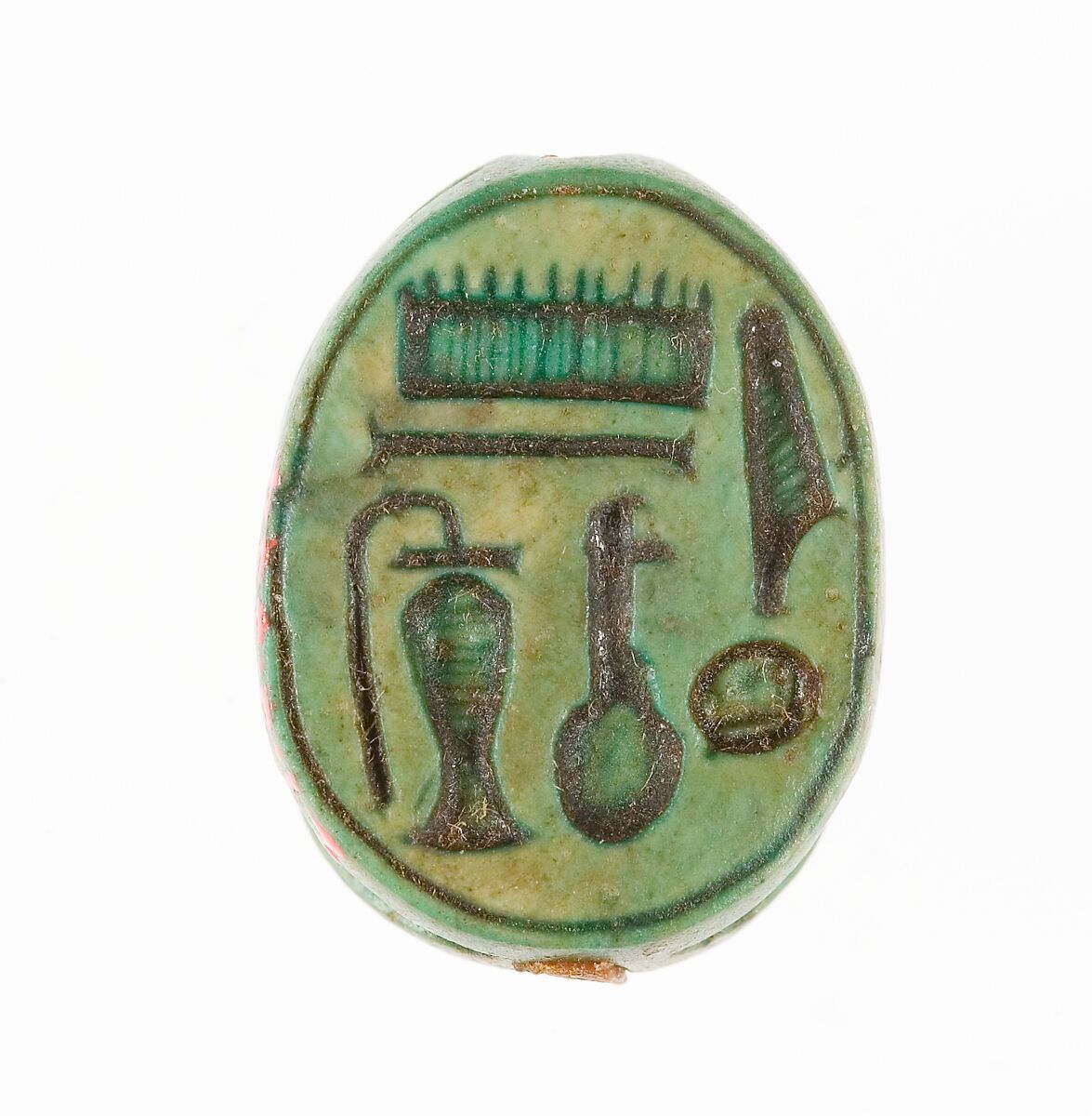 Scarab Inscribed with the Name of the God Amun-Re, Steatite (glazed) 