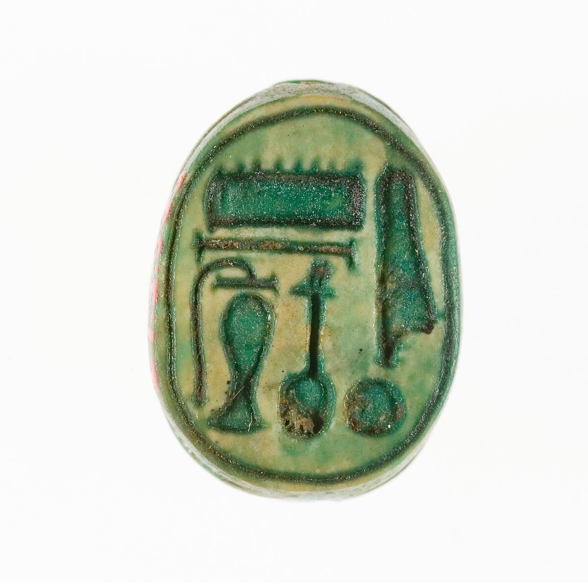 Scarab Inscribed with the Name of the God Amun-Re, Steatite (glazed) 