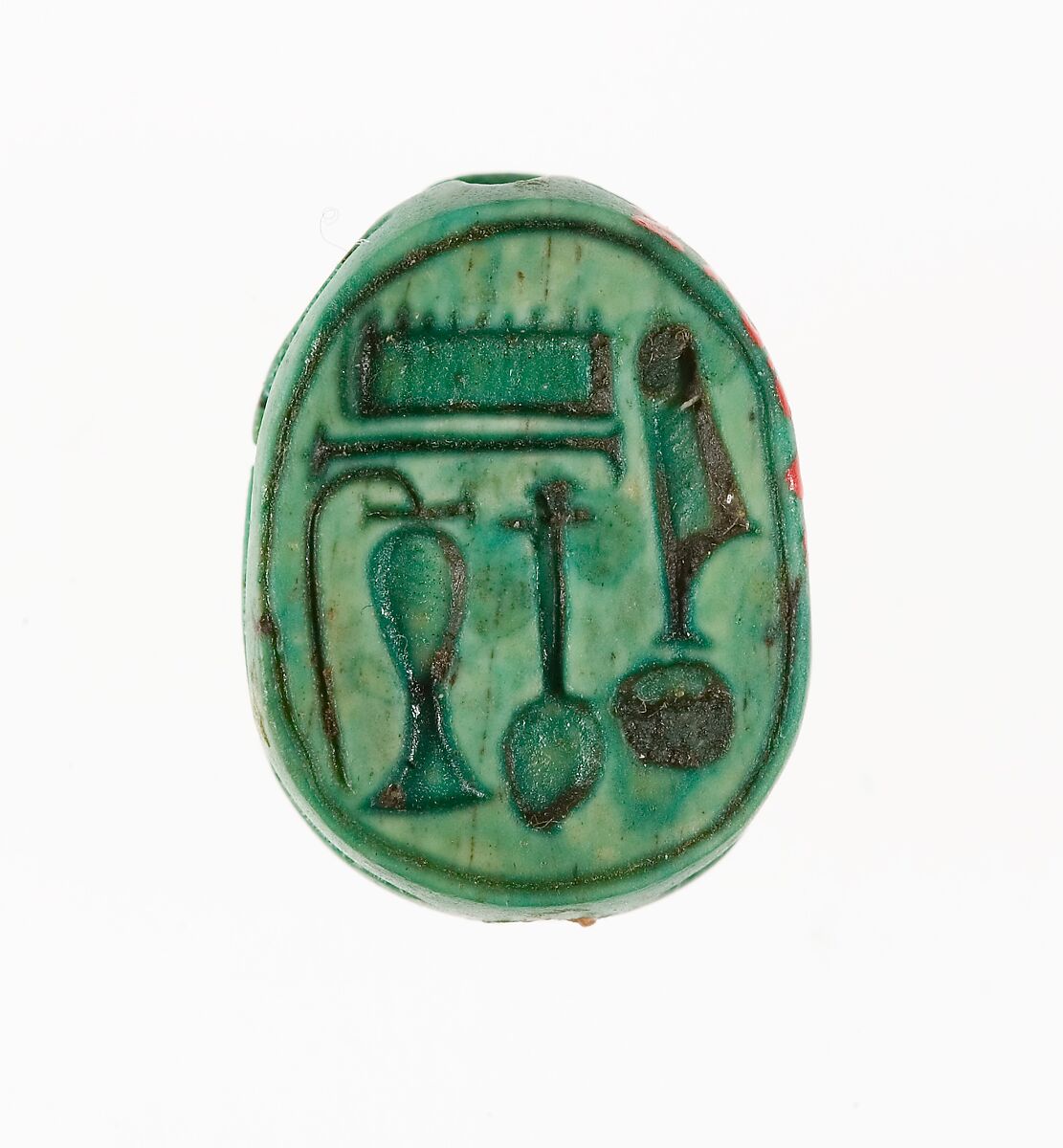 Scarab Inscribed with the Name of the God Amun-Re, Steatite (glazed) 