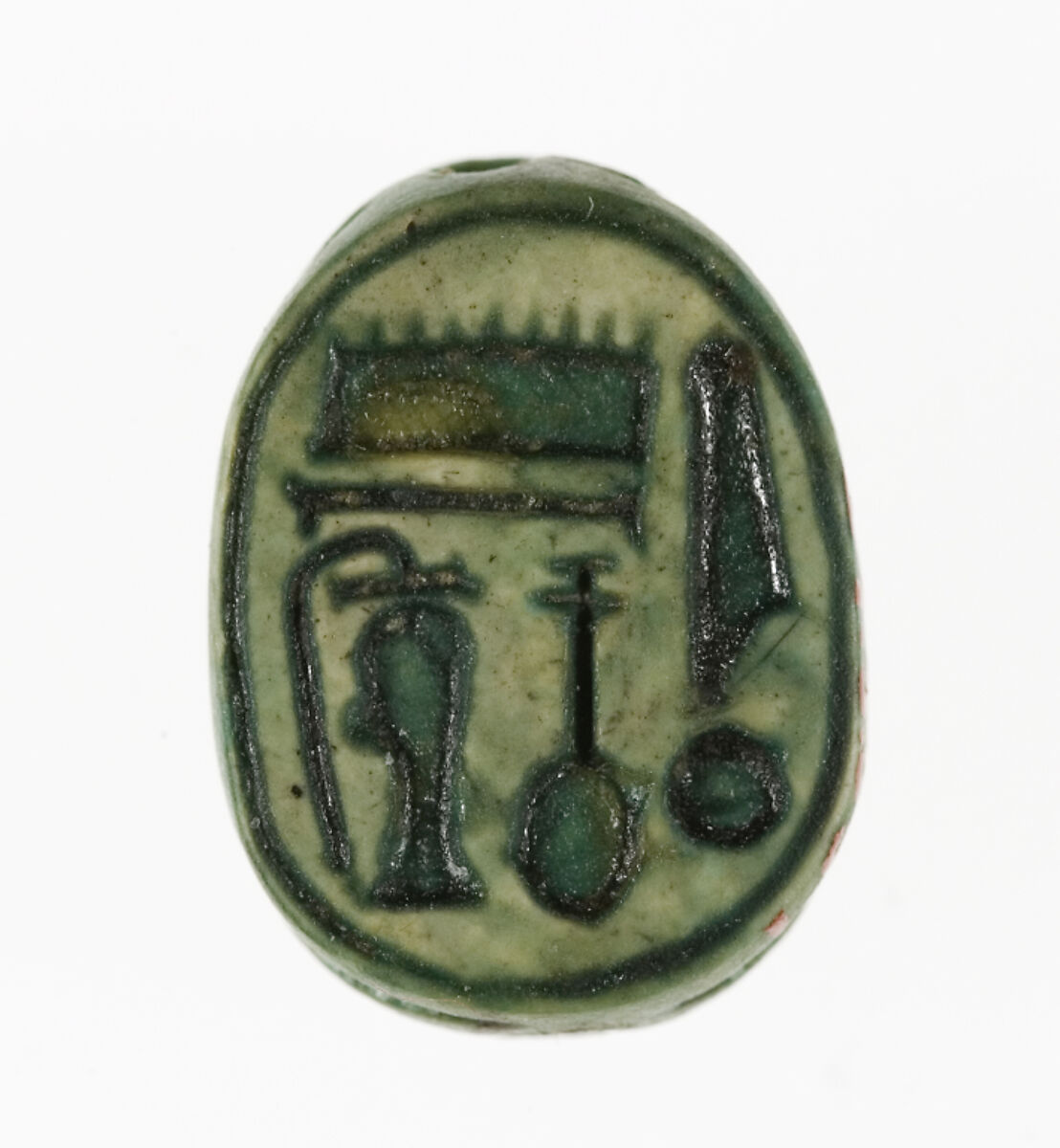 Scarab Inscribed with the Name of the God Amun-Re, Steatite (glazed) 