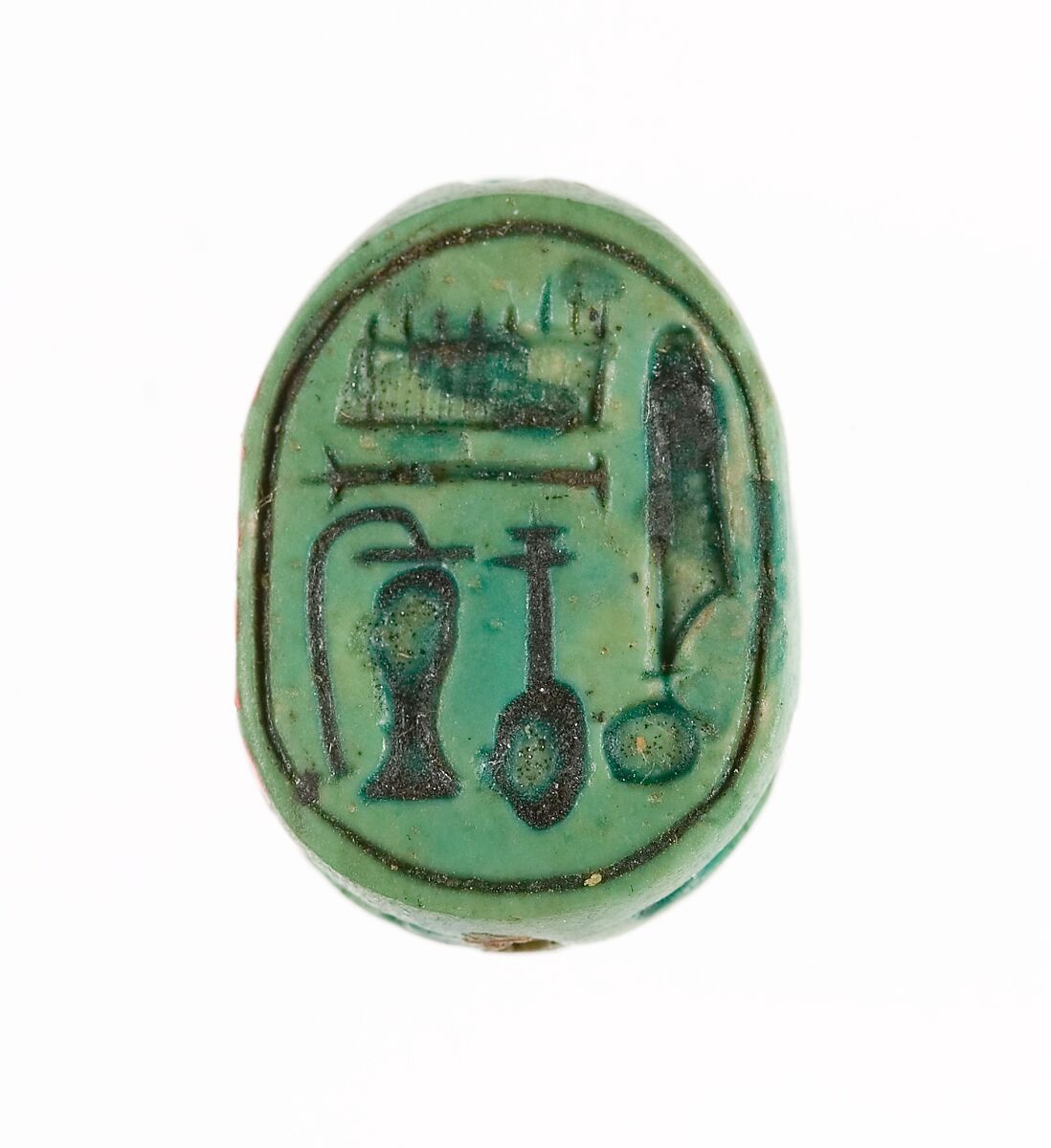 Scarab Inscribed with the Name of the God Amun-Re, Steatite (glazed) 