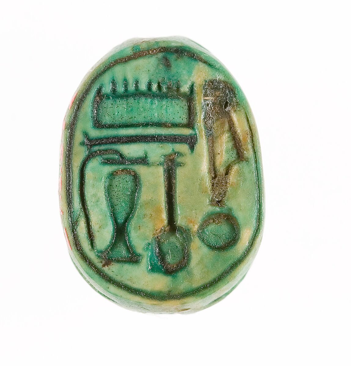 Scarab Inscribed with the Name of the God Amun-Re, Steatite (glazed) 