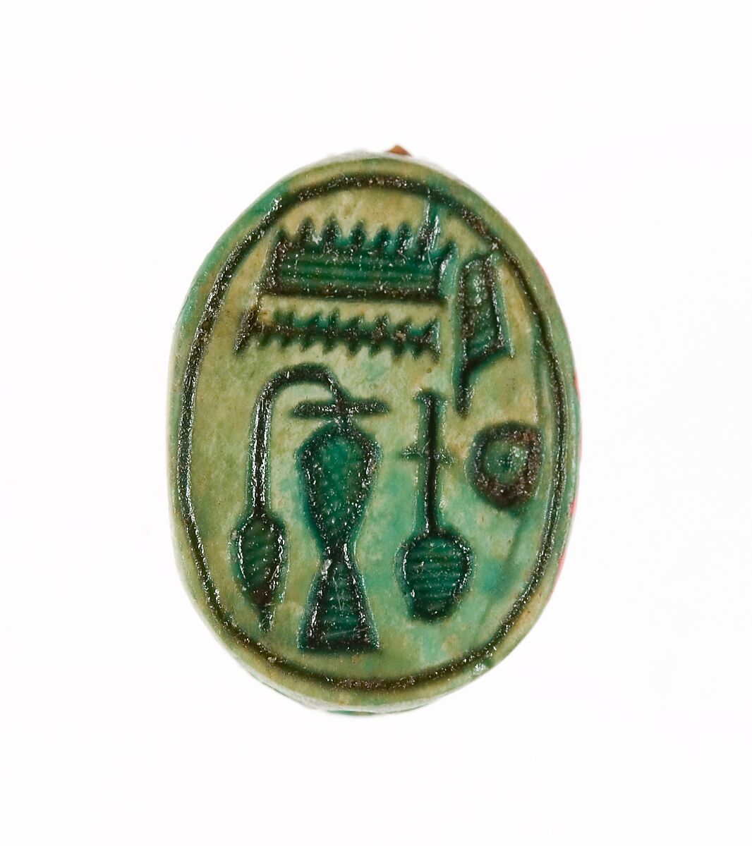 Scarab Inscribed with the Name of the God Amun-Re, Steatite (glazed) 