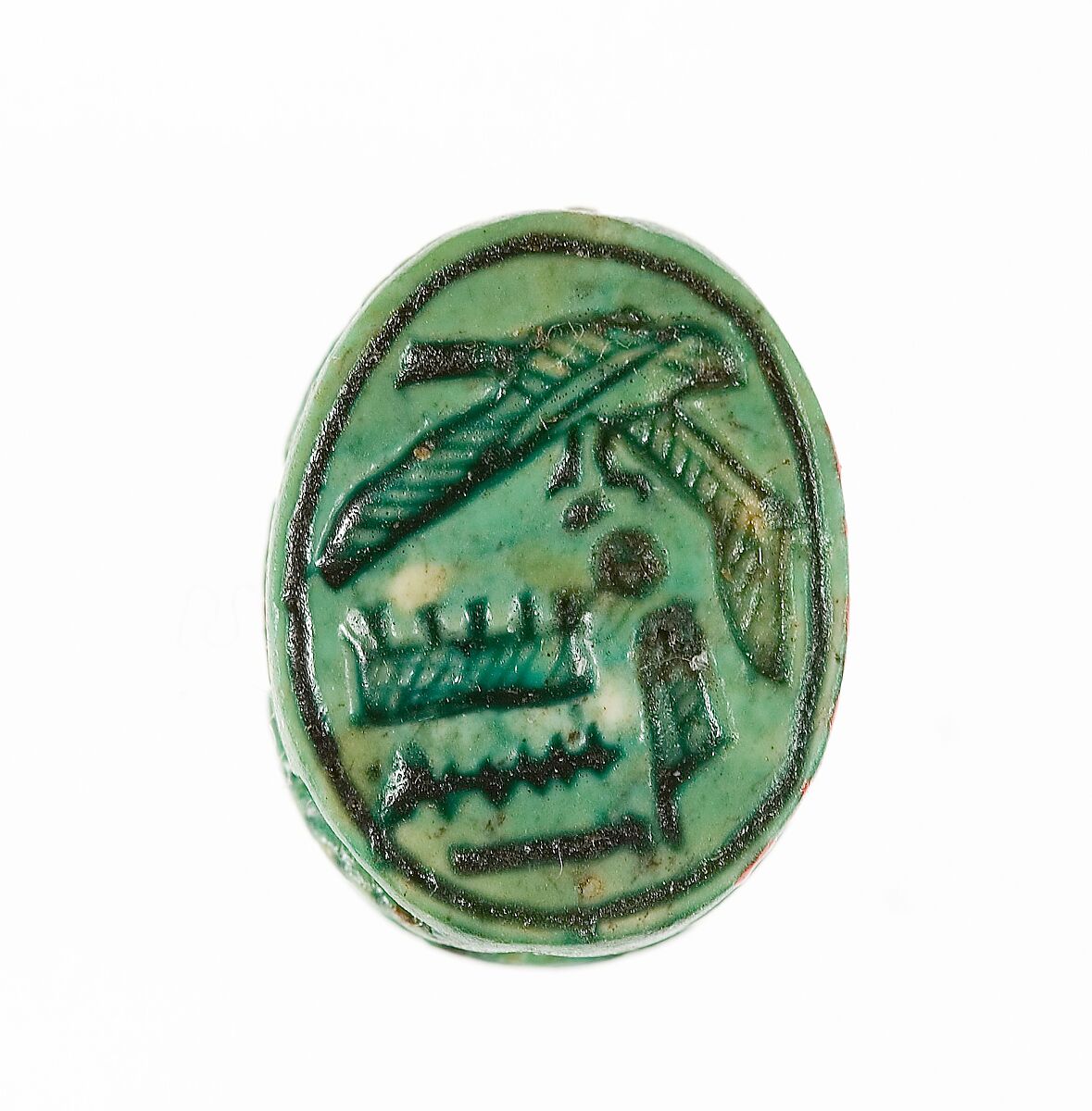 Scarab Inscribed with the Name of the God Amun-Re, Steatite (glazed) 