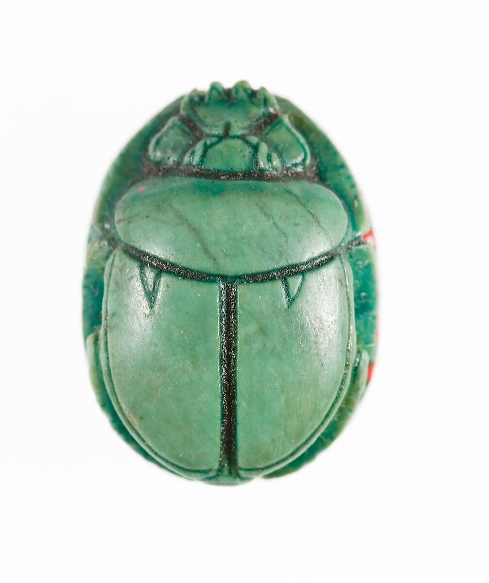 Scarab Inscribed with a Geometric Pattern, Steatite (glazed)
