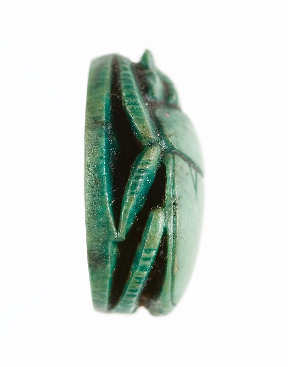 Scarab Inscribed with a Geometric Pattern, Steatite (glazed)