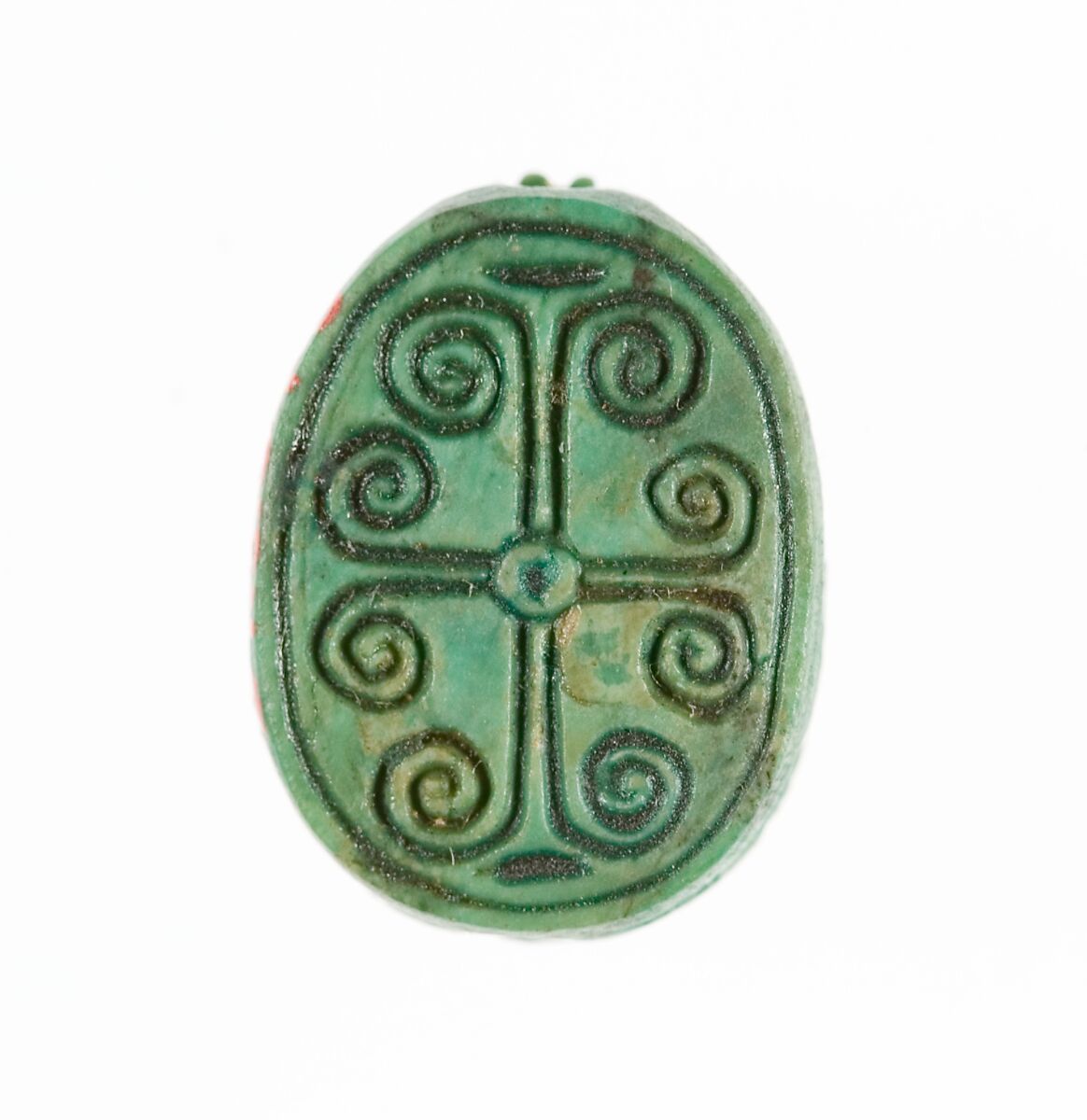 Scarab Inscribed with a Geometric Pattern, Steatite (glazed) 