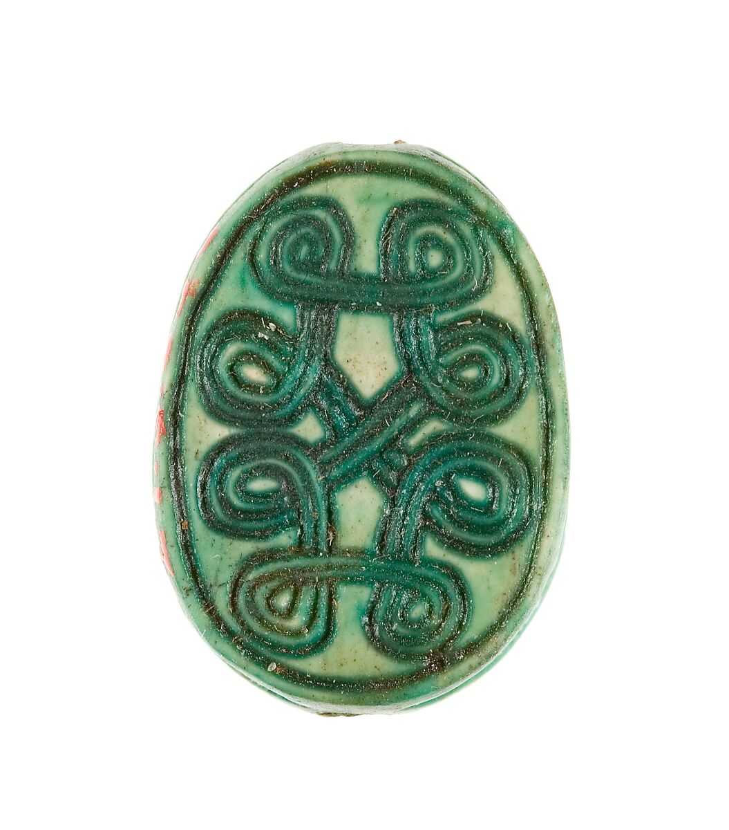 Scarab Inscribed with a Geometric Pattern, Steatite (glazed) 