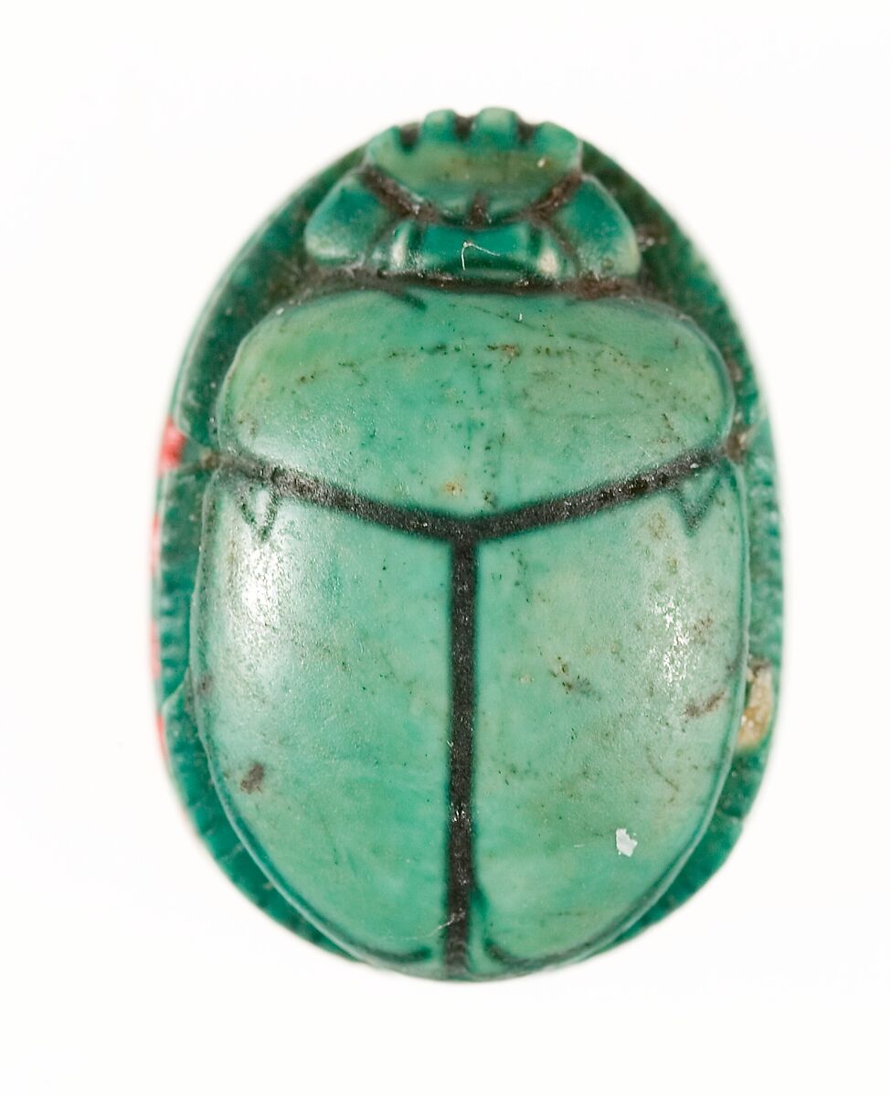 Scarab Inscribed with a Geometric Pattern, Steatite (glazed)