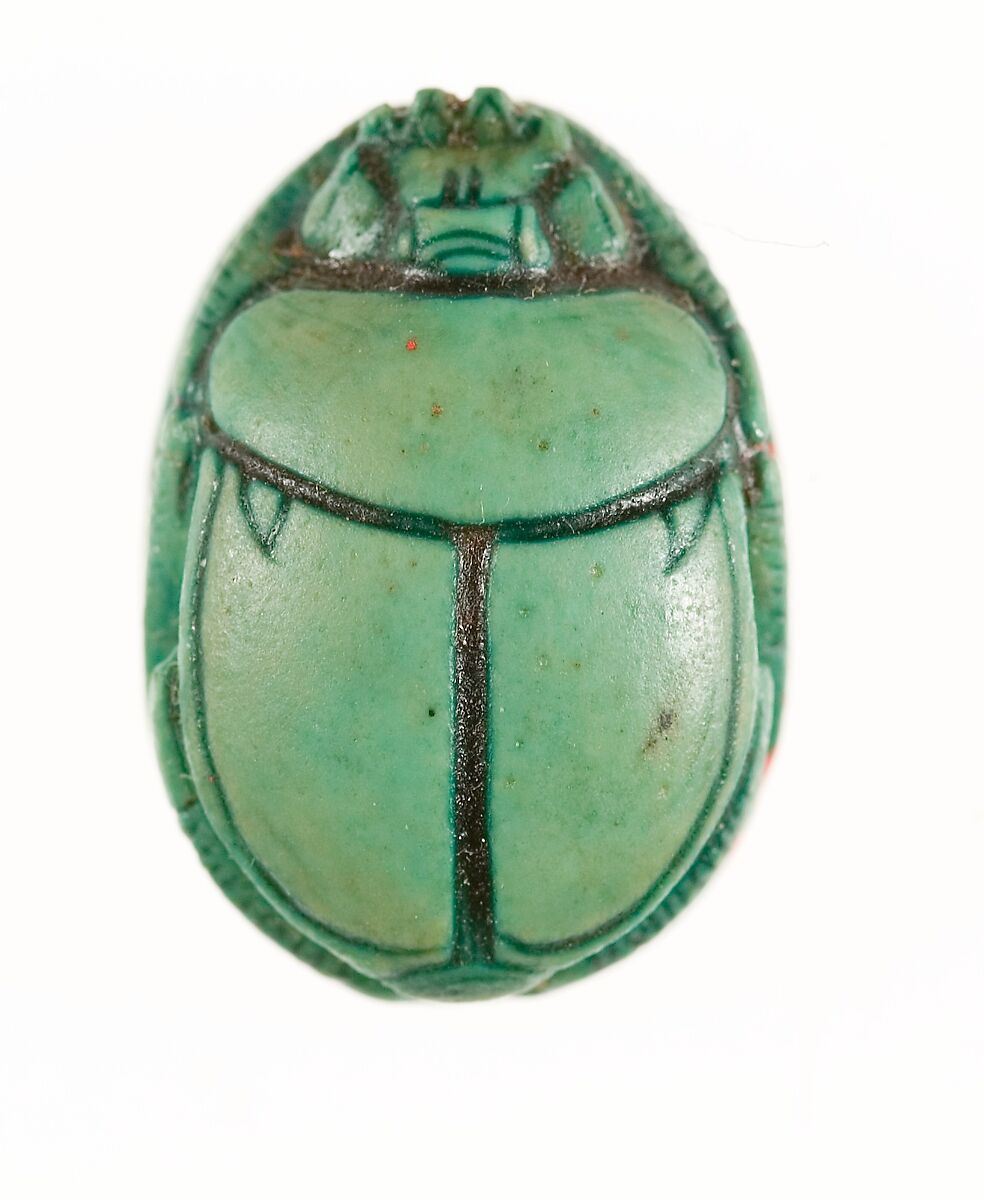 Scarab Inscribed with a Geometric Pattern, Steatite (glazed)