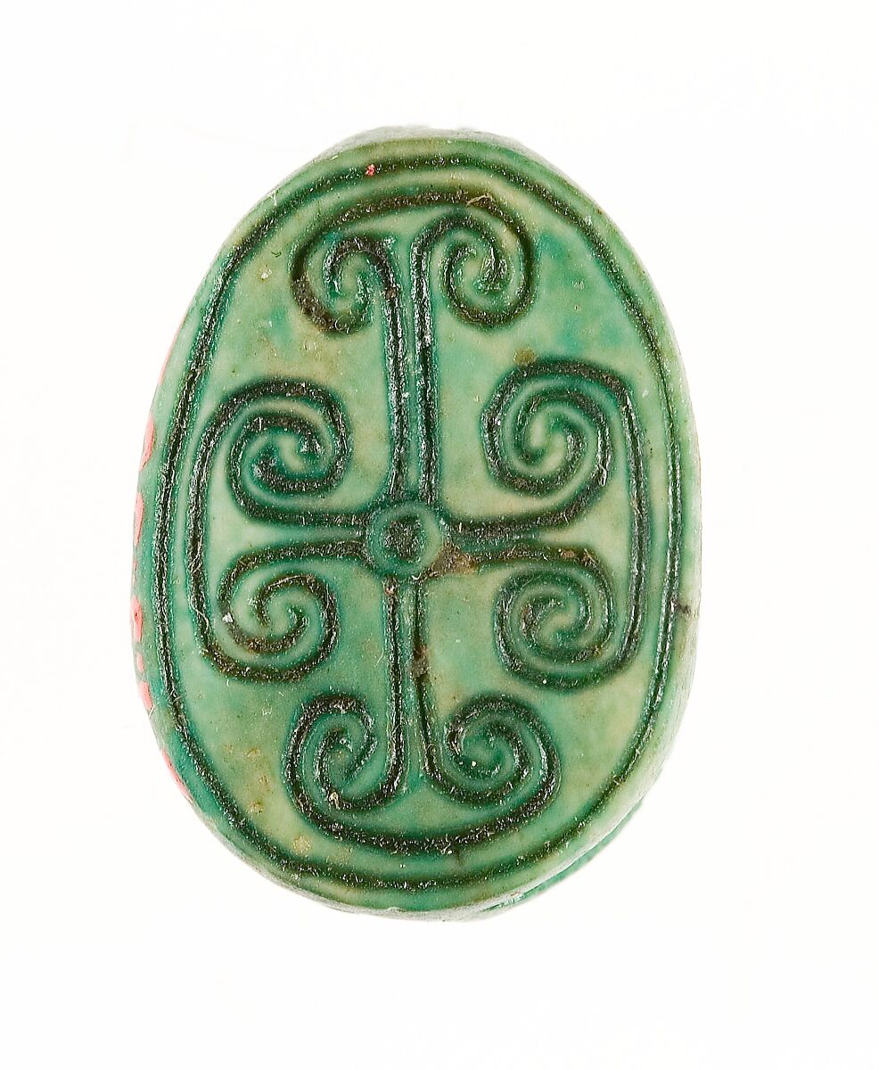 Scarab Inscribed with a Geometric Pattern, Steatite (glazed) 