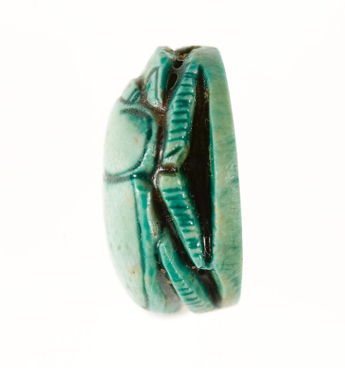 Scarab Inscribed with a Geometric Pattern, Steatite (glazed)