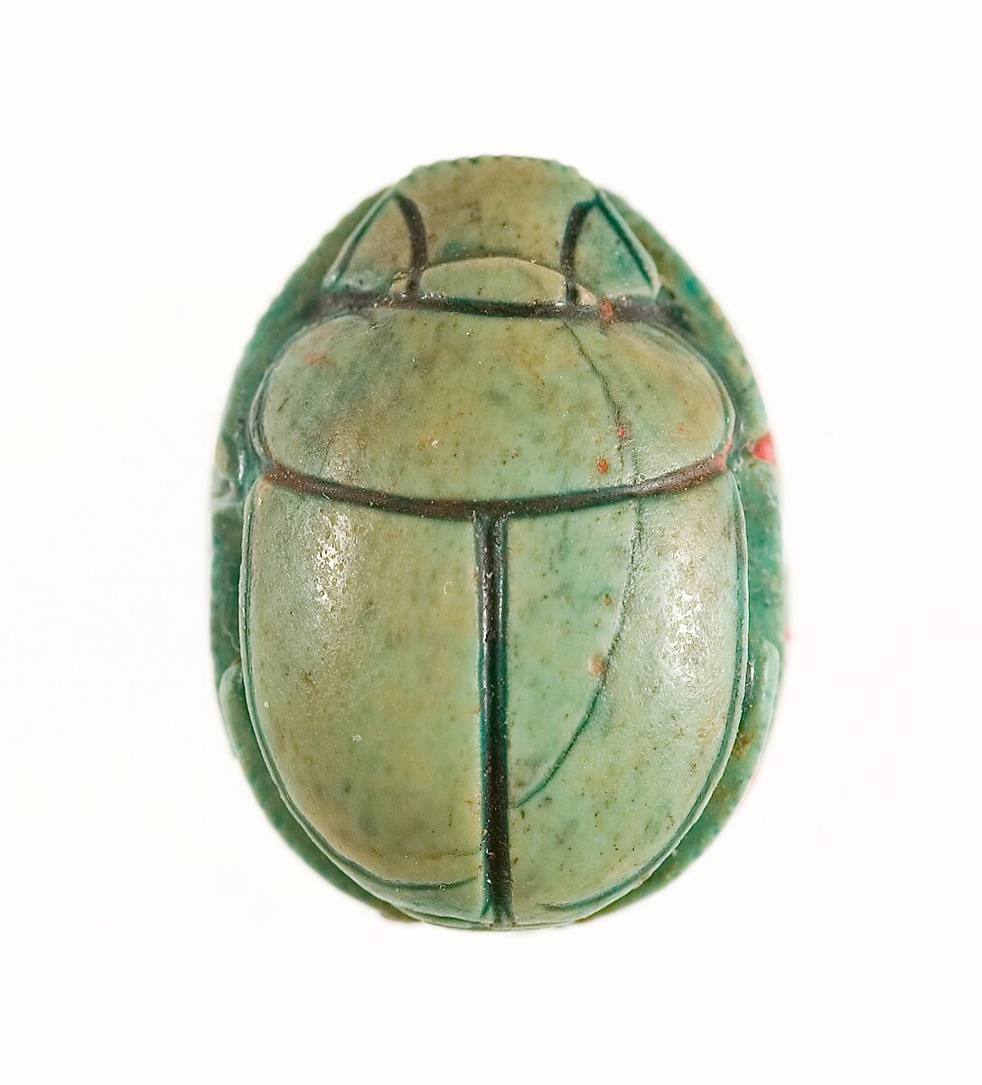 Scarab Inscribed with a Geometric Pattern, Steatite (glazed)