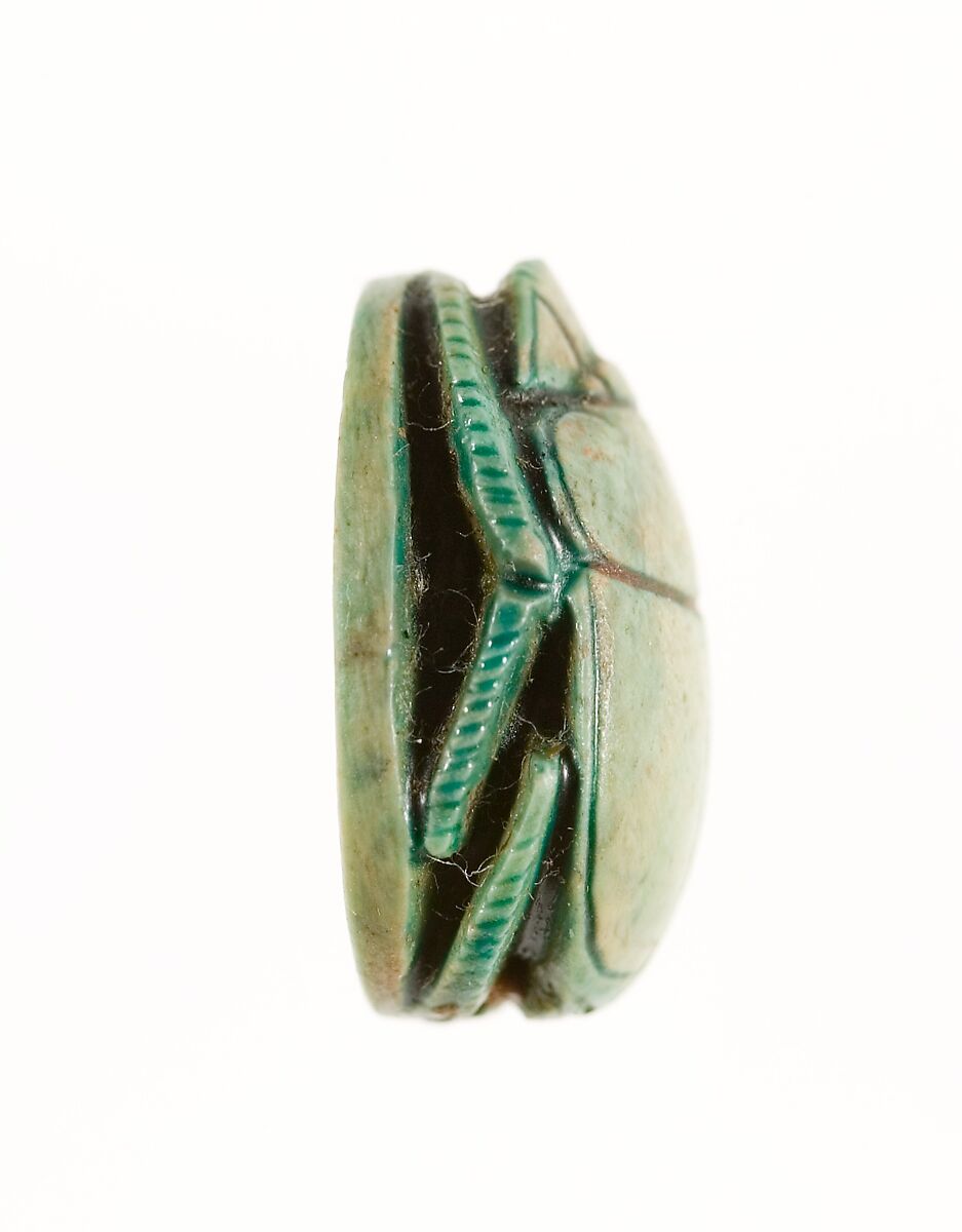 Scarab Inscribed with a Geometric Pattern, Steatite (glazed)