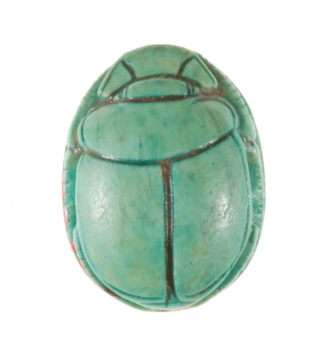 Scarab Inscribed with a Hieroglyphic Motif, Steatite (glazed)