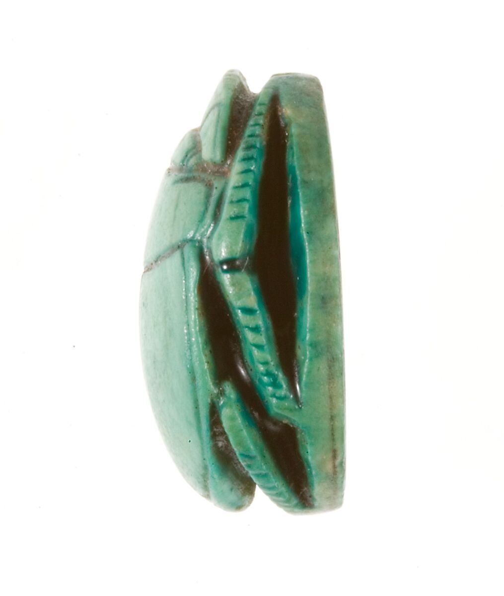 Scarab Inscribed with a Hieroglyphic Motif, Steatite (glazed)