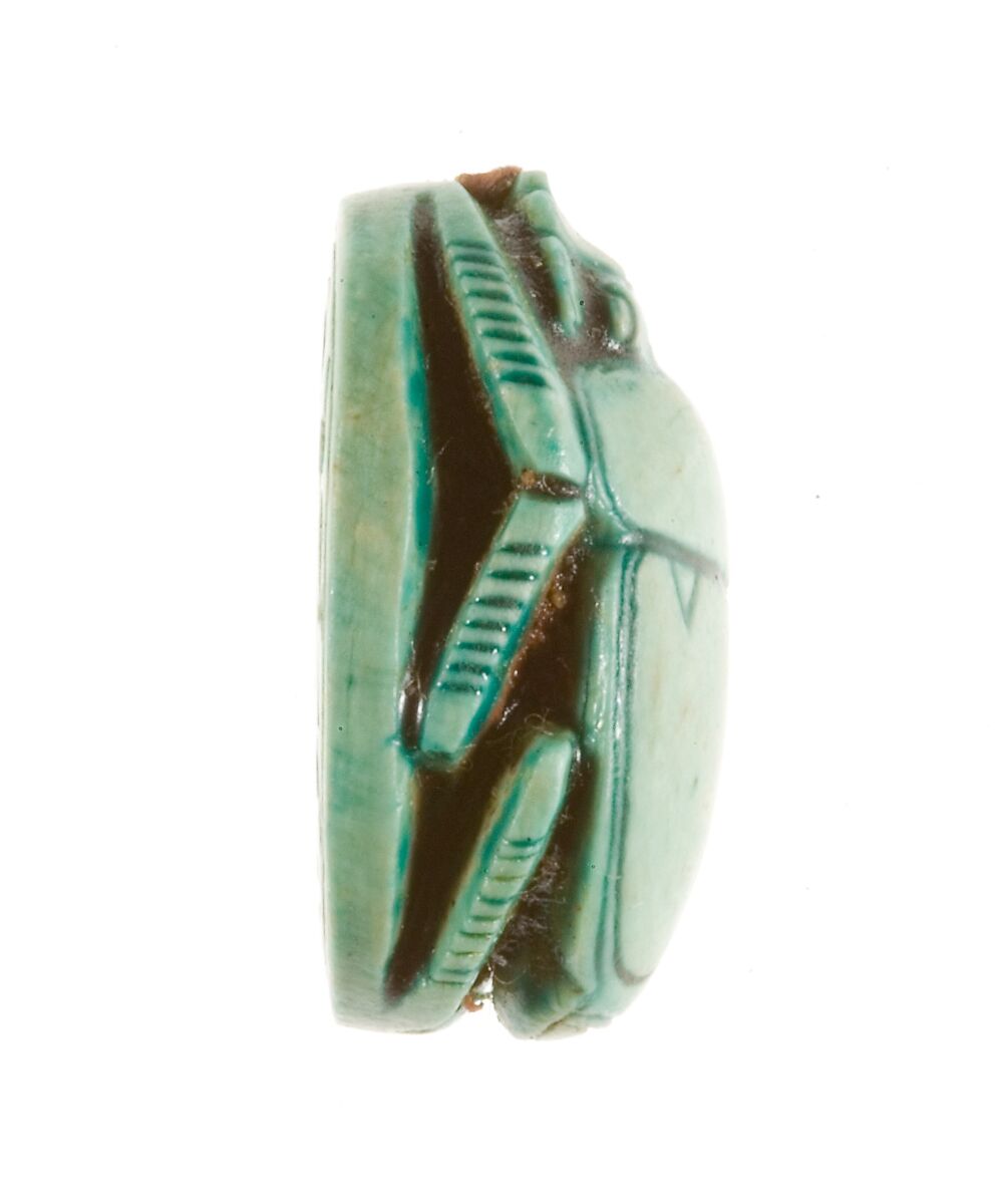 Scarab Inscribed with a Hieroglyphic Motif, Steatite (glazed)