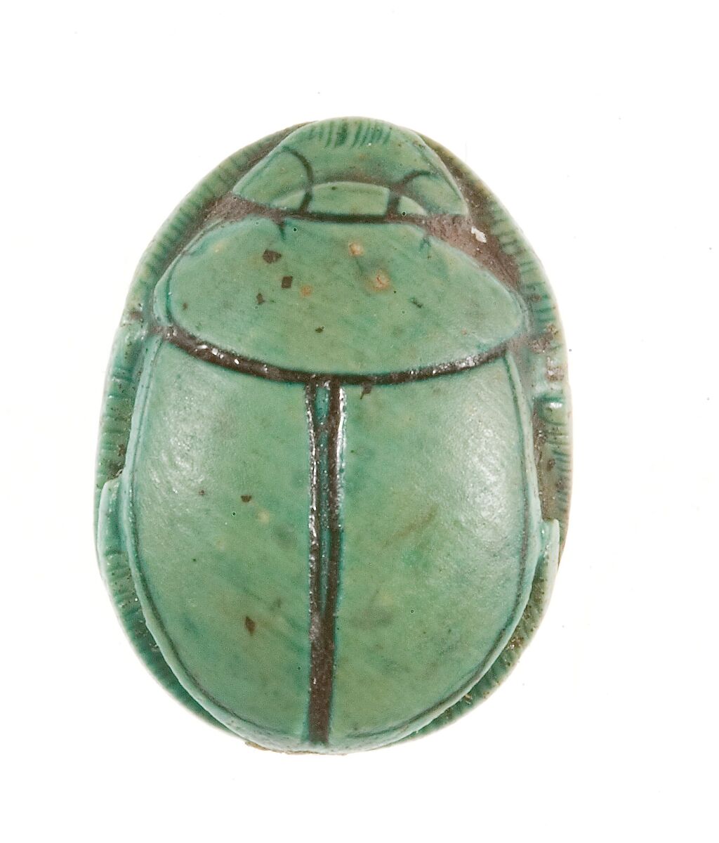 Scarab Inscribed with a Hieroglyphic Motif, Steatite (glazed)