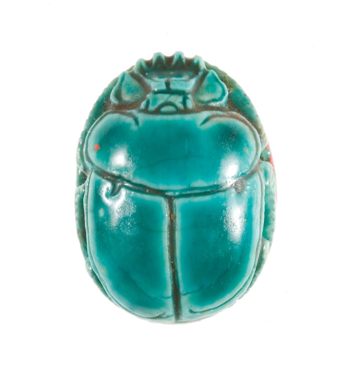 Scarab Inscribed with a Hieroglyphic Motif, Steatite (glazed)