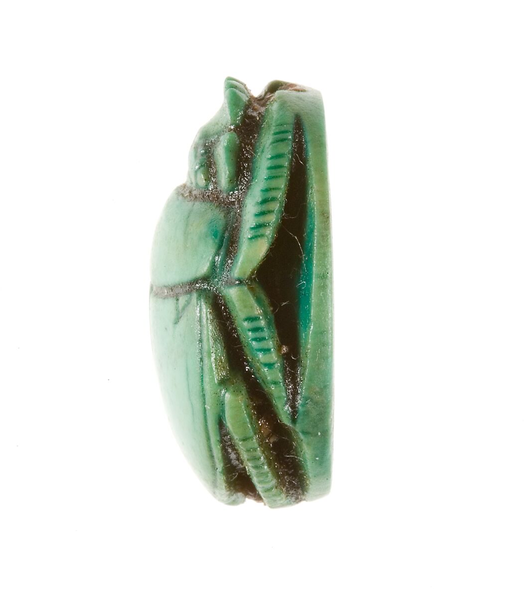 Scarab Inscribed with a Hieroglyphic Motif, Steatite (glazed)