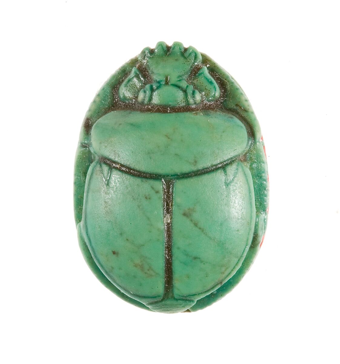 Scarab Inscribed with a Hieroglyphic Motif, Steatite (glazed)