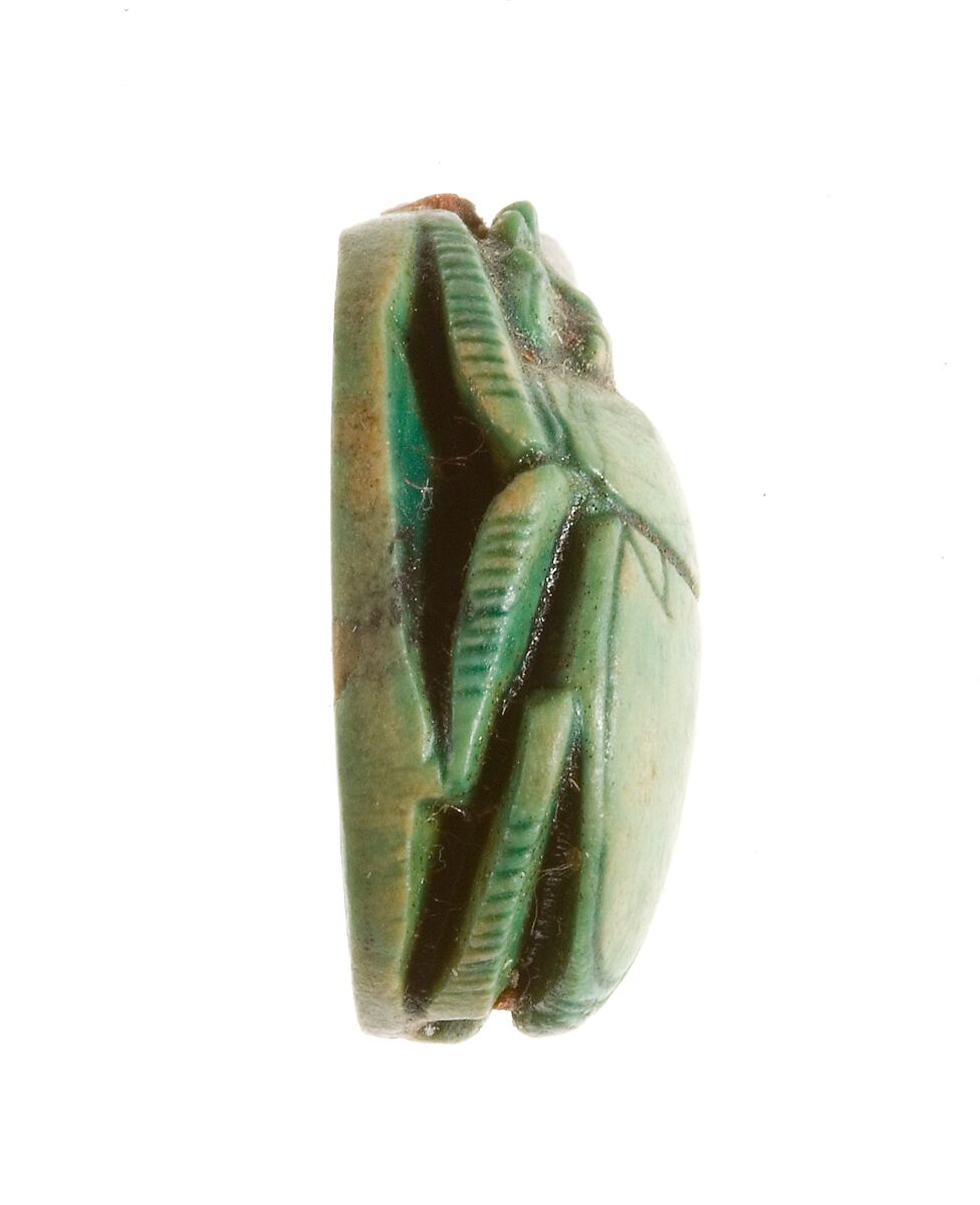 Scarab Inscribed with a Hieroglyphic Motif, Steatite (glazed)