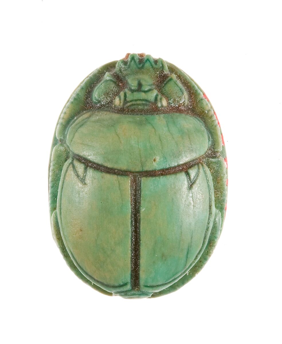 Scarab Inscribed with a Hieroglyphic Motif, Steatite (glazed)