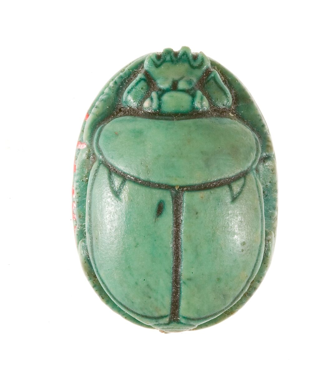Scarab Inscribed with a Hieroglyphic Motif, Steatite (glazed)