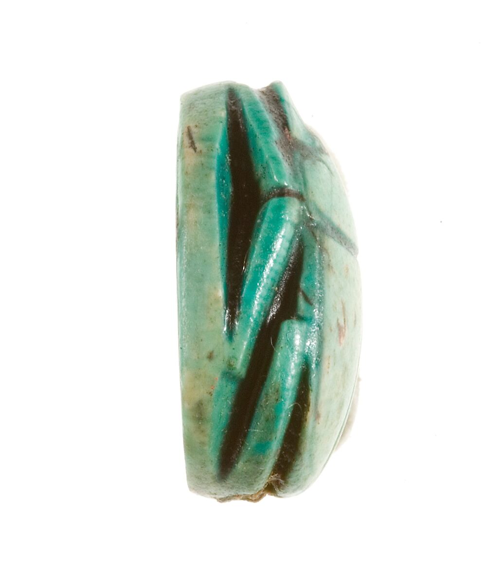 Scarab Inscribed with a Hieroglyphic Motif, Steatite (glazed)