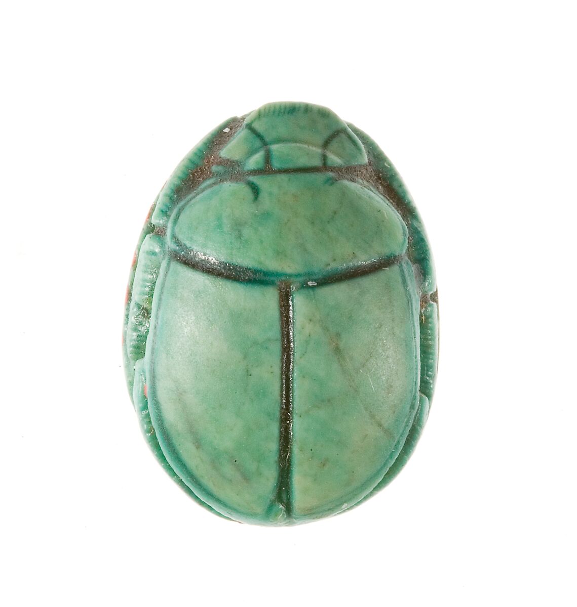 Scarab Inscribed with a Hieroglyphic Motif, Steatite (glazed)