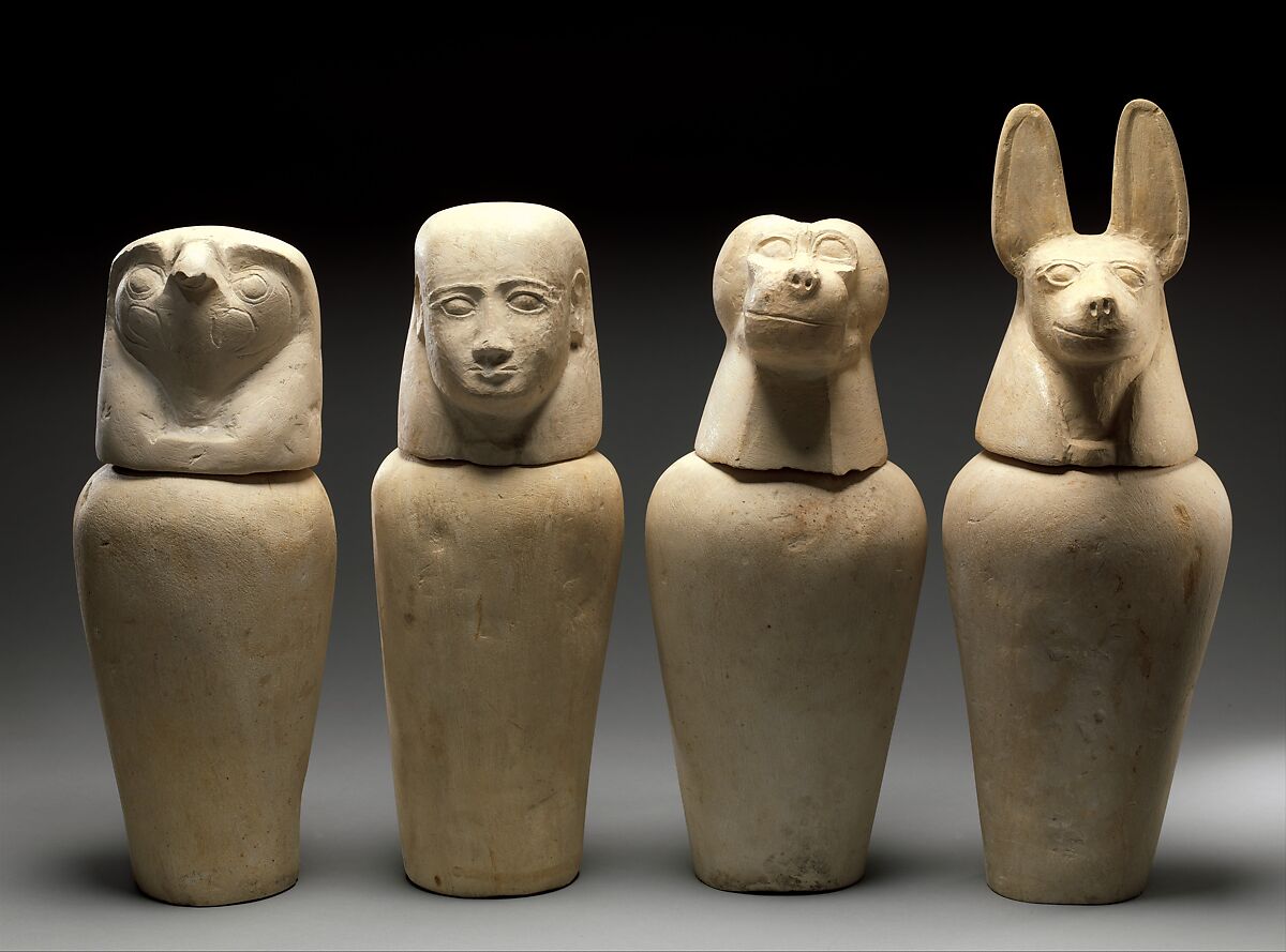 Canopic jar with jackal head, Limestone