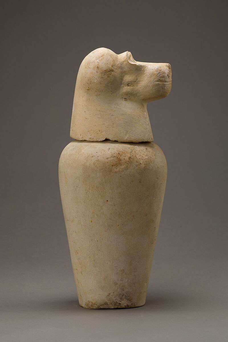 Canopic jar with baboon head, Limestone