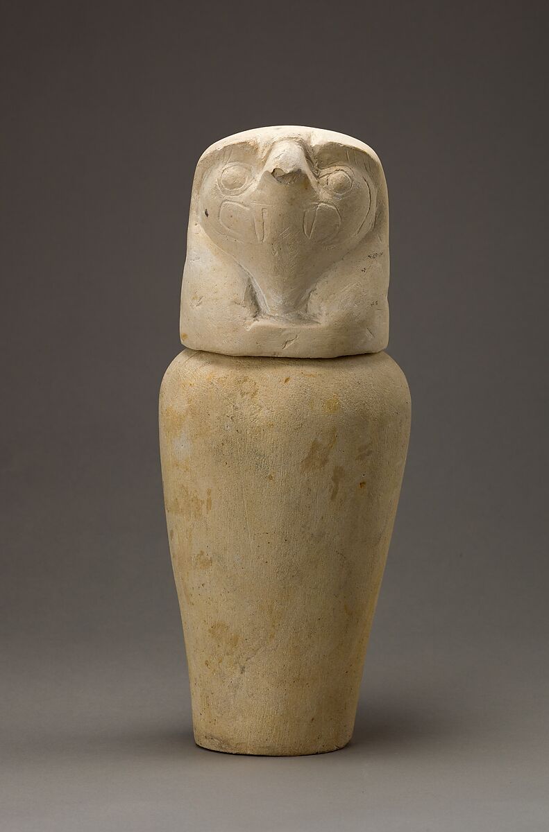 Canopic jar with falcon head, Limestone 