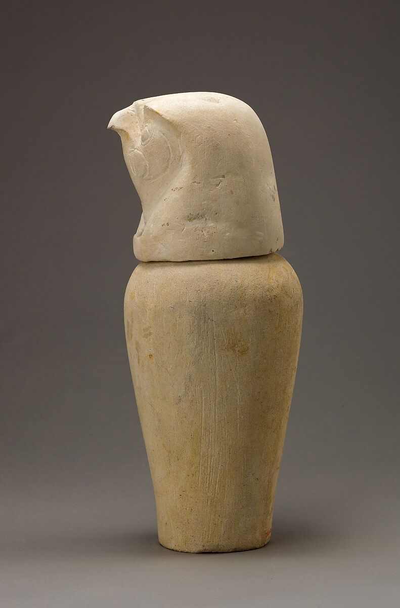 Canopic jar with falcon head, Limestone