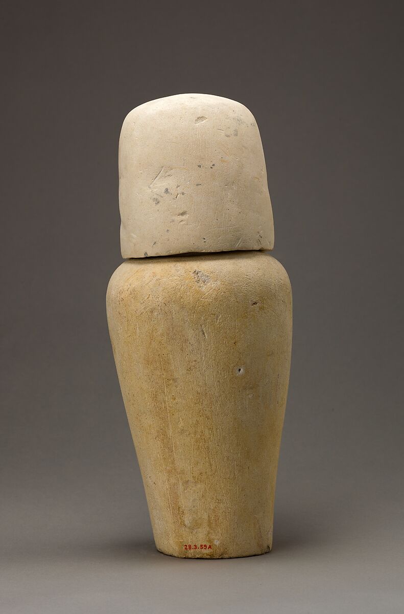 Canopic jar with falcon head, Limestone