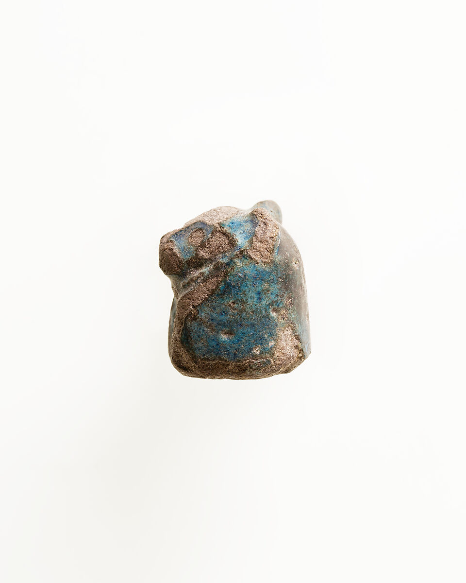 Game piece with lion head, Faience