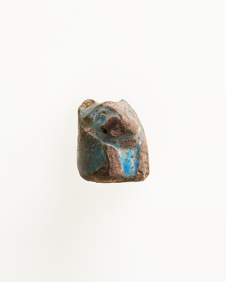 Game piece with lion head, Faience