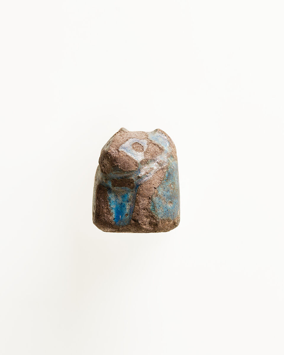Game piece with lion head, Faience