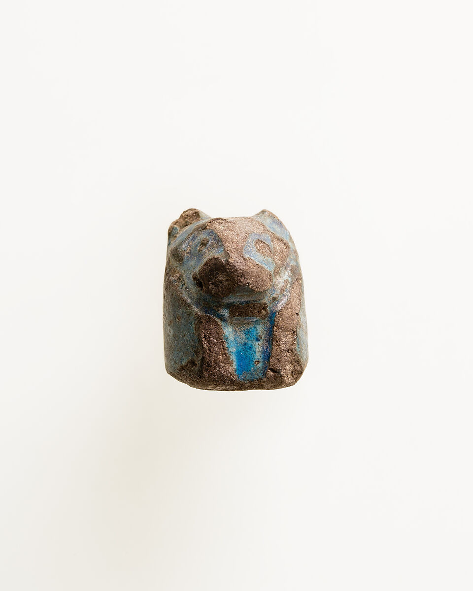 Game piece with lion head, Faience 