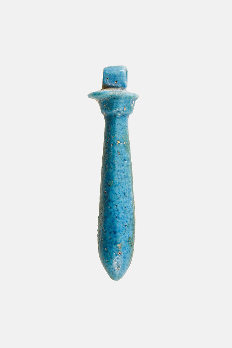 Papyrus Scepter (wadj) amulet, Blue Faience