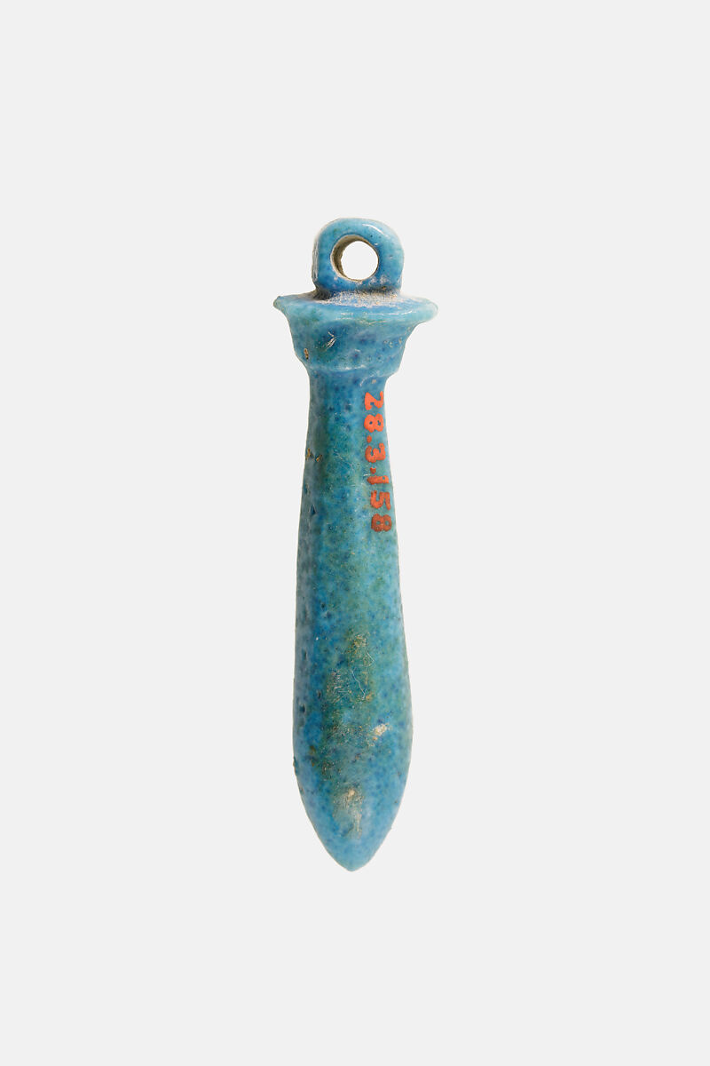 Papyrus Scepter (wadj) amulet, Blue Faience