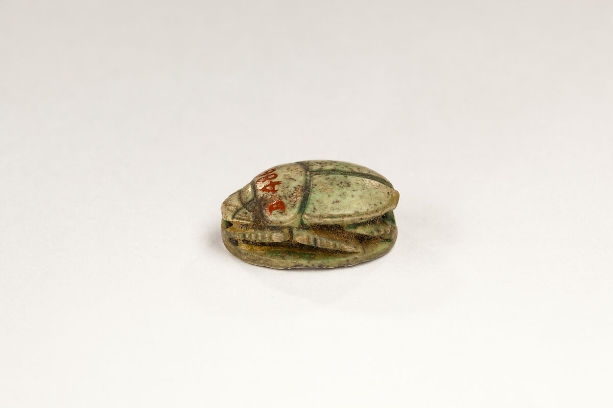 Scarab Inscribed with the Throne Name of Thutmose I, Steatite, glazed