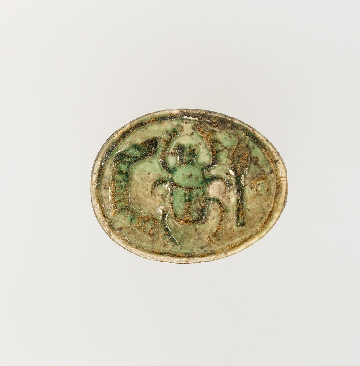 Scarab Inscribed with the Throne Name of Thutmose I, Steatite, glazed 