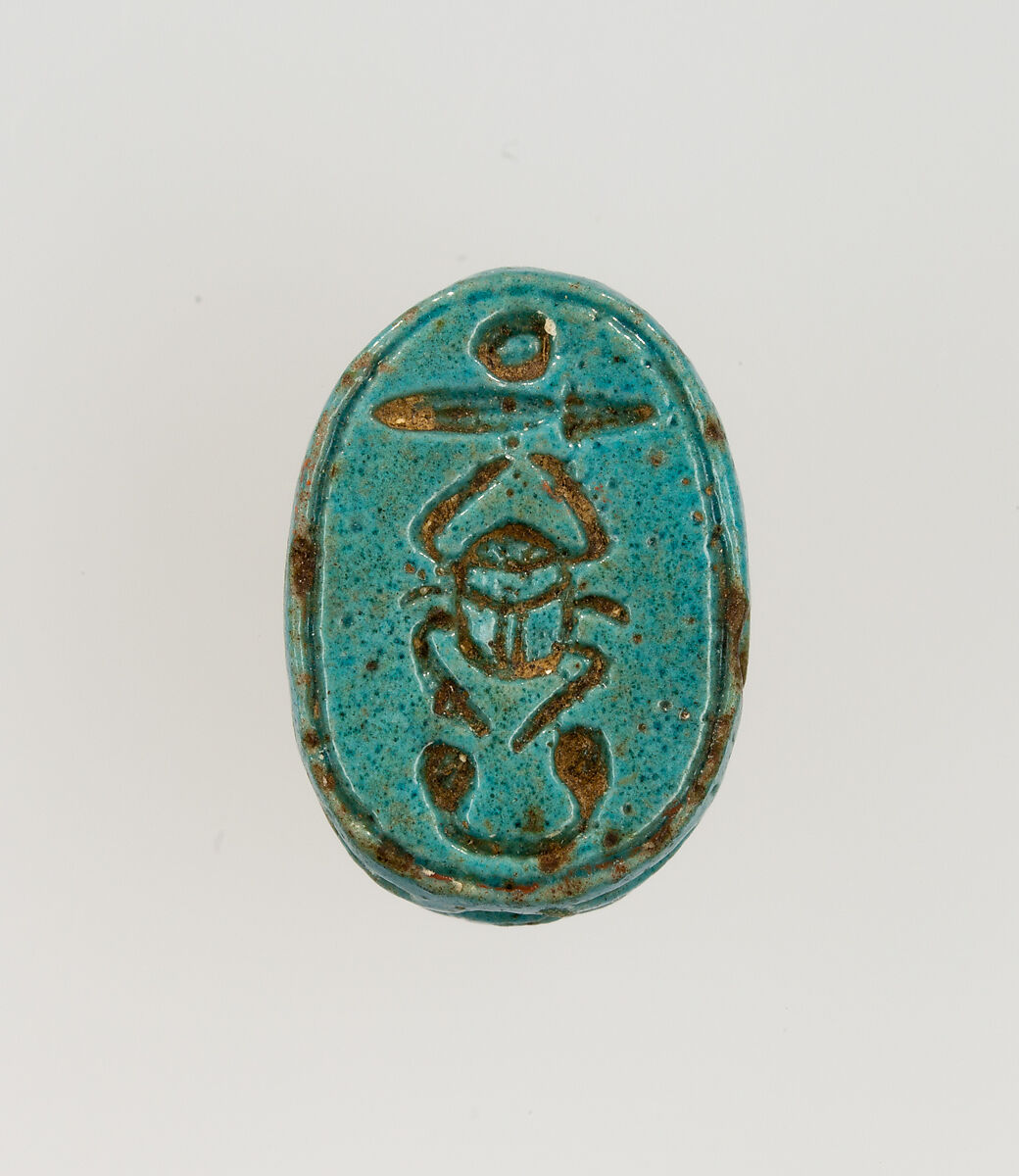 Scarab Inscribed with the Throne Name of Thutmose I, Steatite, glazed 