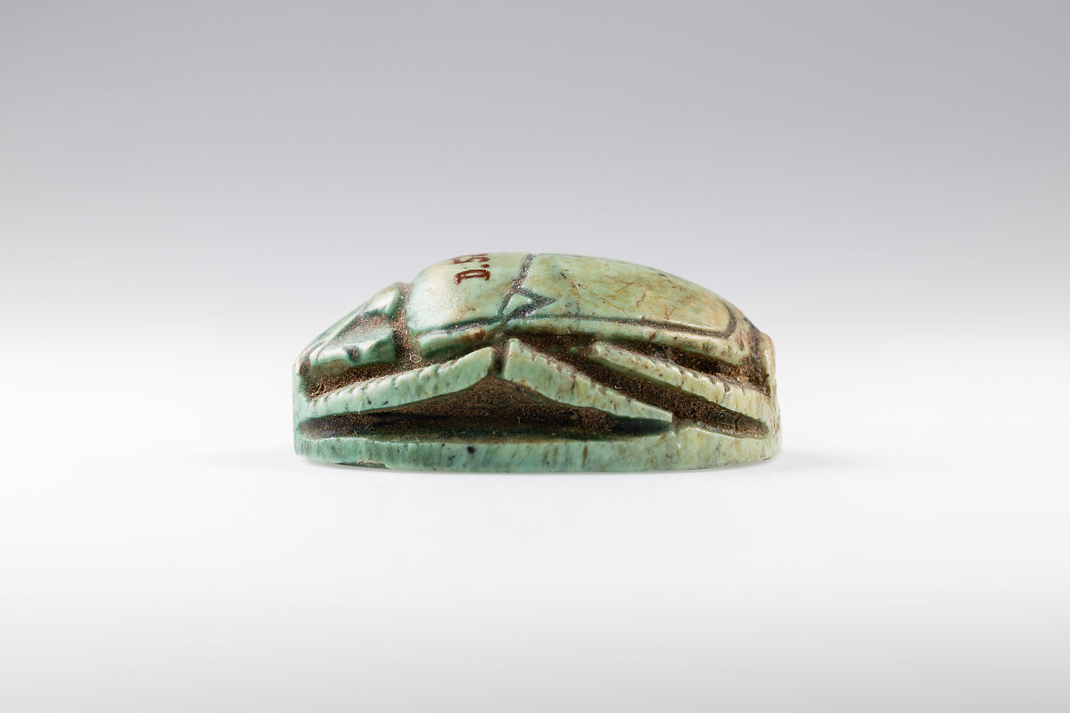 Scarab Inscribed with the Name of King Thutmose III, Glazed steatite