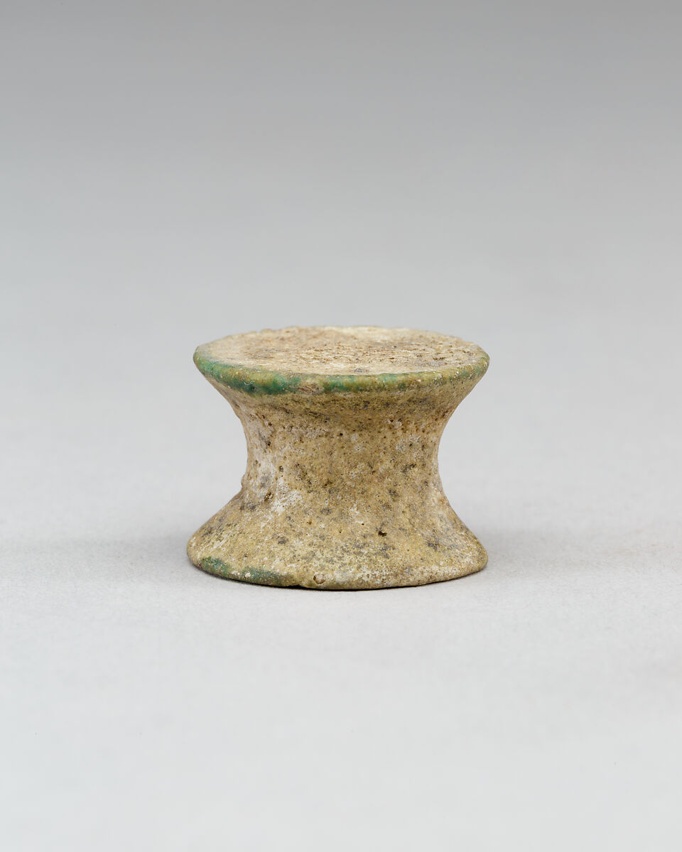 Spool-Shaped Gaming Piece, Tomb of Neferkhawet, Faience 