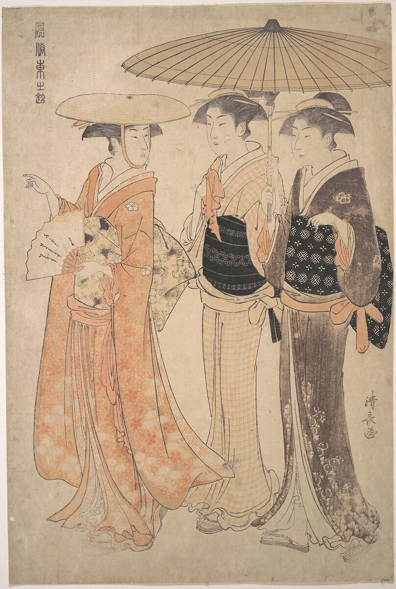 The Promenade, Torii Kiyonaga (Japanese, 1752–1815), Woodblock print; ink and color on paper, Japan 