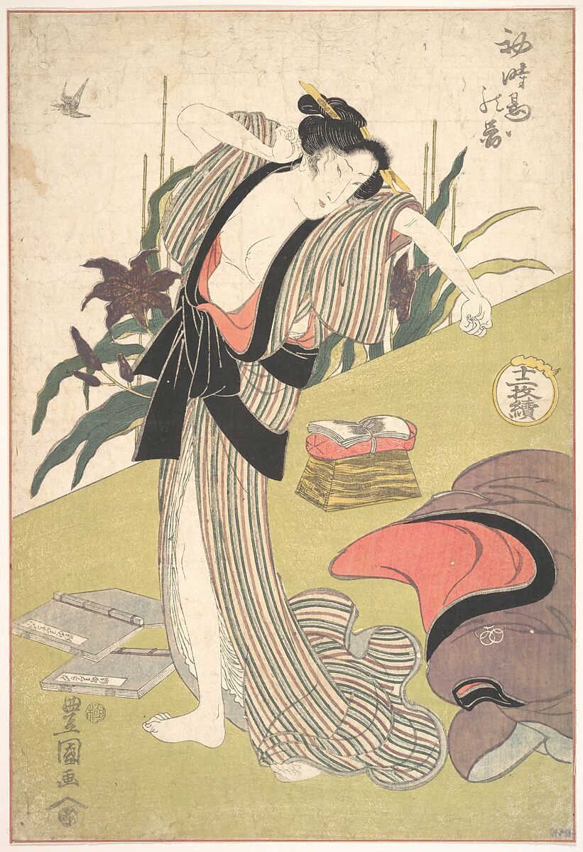 The First Visit of the Cuckoo, Utagawa Toyokuni I (Japanese, 1769–1825), Woodblock print; ink and color on paper, Japan 